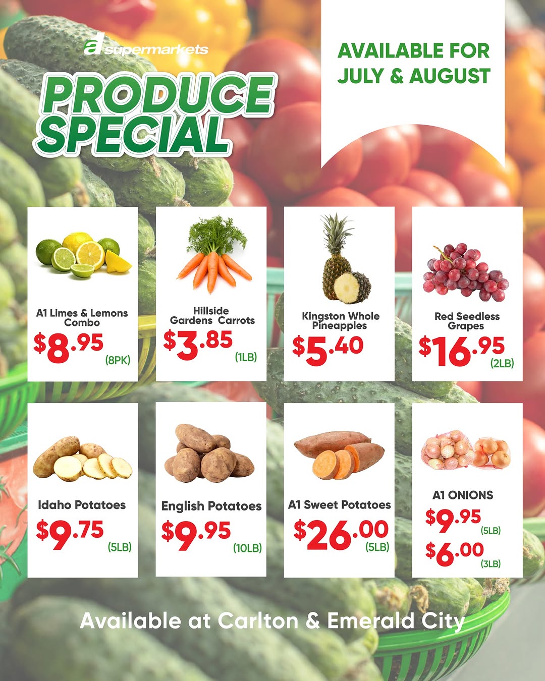A1 Supermarkets July & August Produce Specials