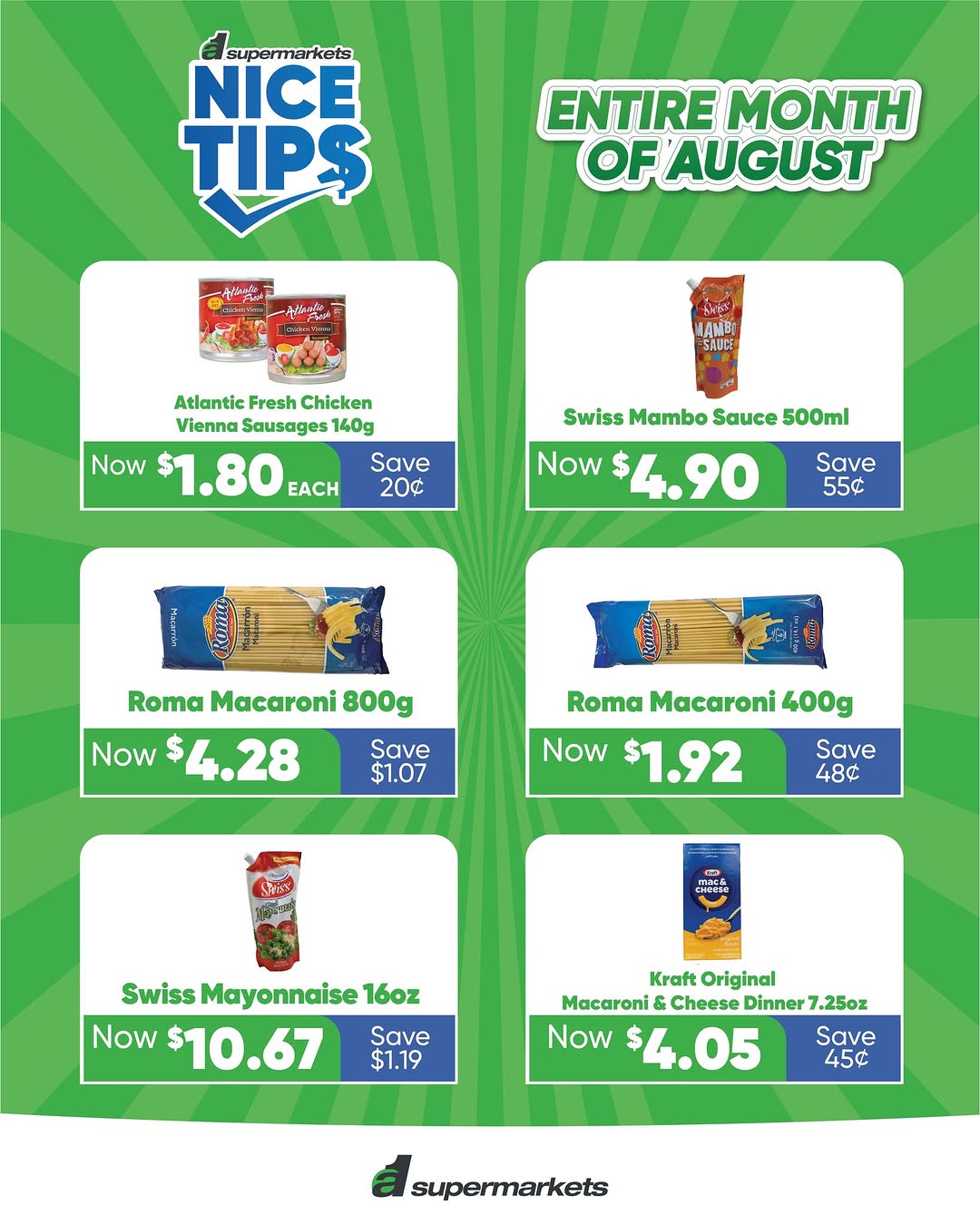 A1 Supermarkets Nice Tips – August Savings: Up to 20% Off Everyday Essentials
