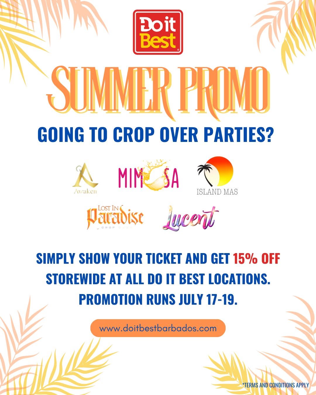 Do It Best Crop Over Summer Promo – 15% Off Storewide July 17–19