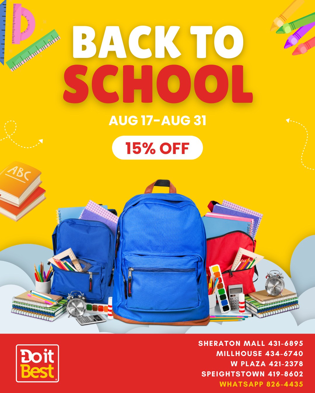 Do It Best Back to School Sale – 15% Off School Essentials (Aug 17–31)