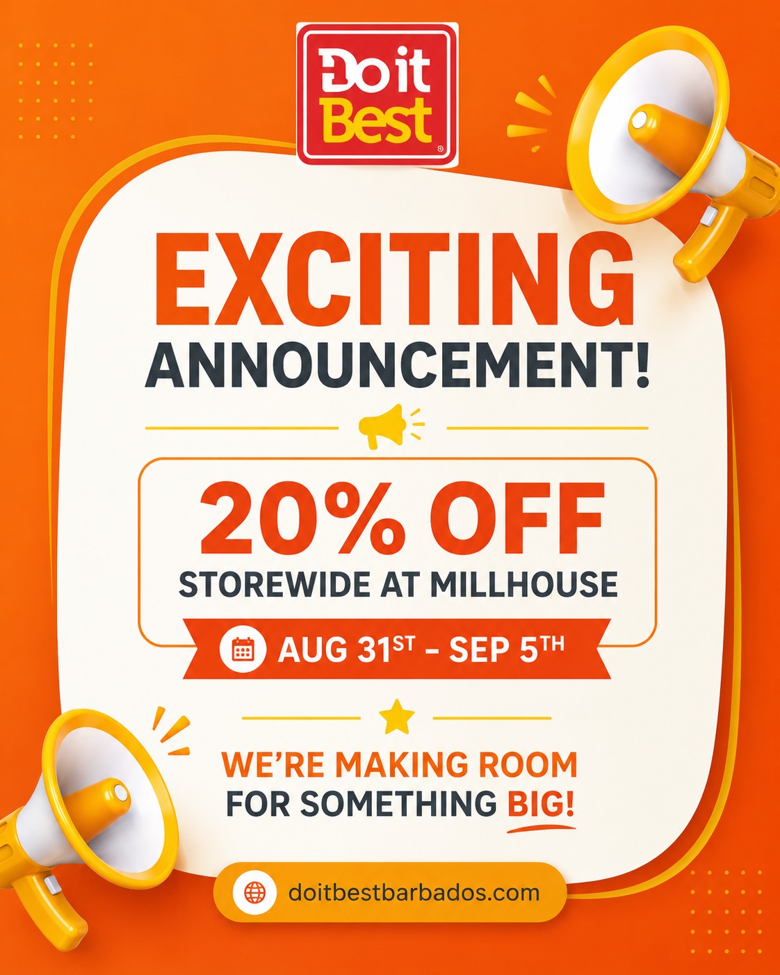20% Off Storewide at Do It Best Millhouse – Aug 31 to Sep 5