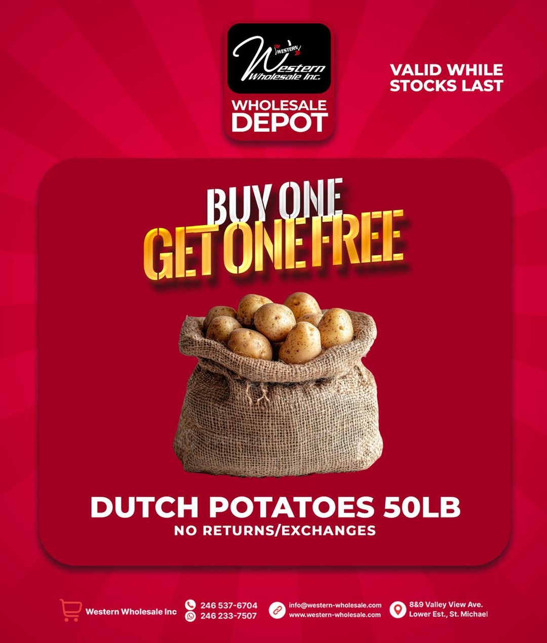 Buy One Get One Free: Dutch Potatoes 50lb at Western Wholesale