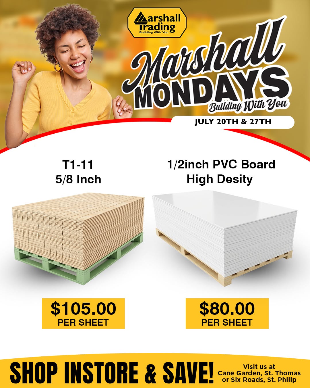 Marshall Mondays – Building Materials Sale: T1-11 & PVC Board Deals