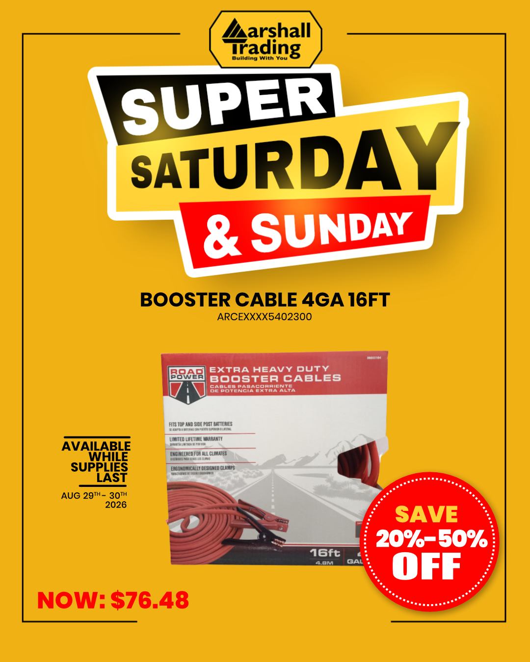 Marshall Trading Super Saturday & Sunday Sale – Save 20%–50% Off