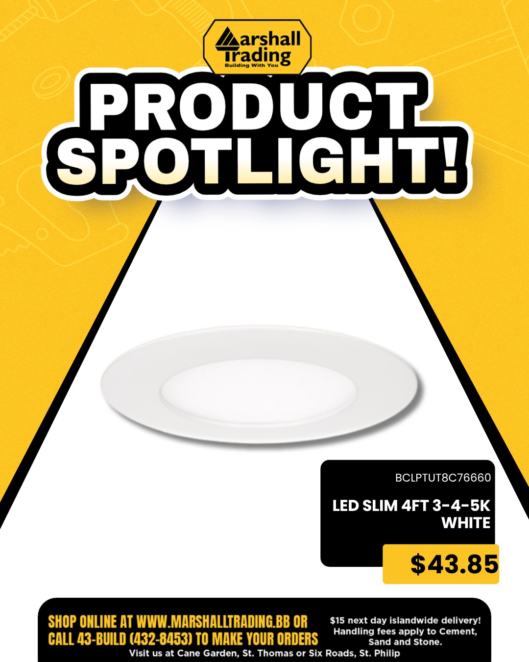 LED Slim 4FT 3-4-5K White – $43.85 at Marshall Trading