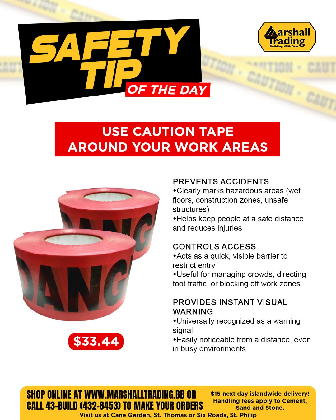 Danger Caution Tape - $33.44 at Marshall Trading