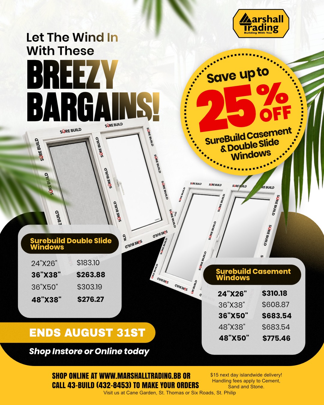 Save Up to 25% Off SureBuild Casement & Double Slide Windows
