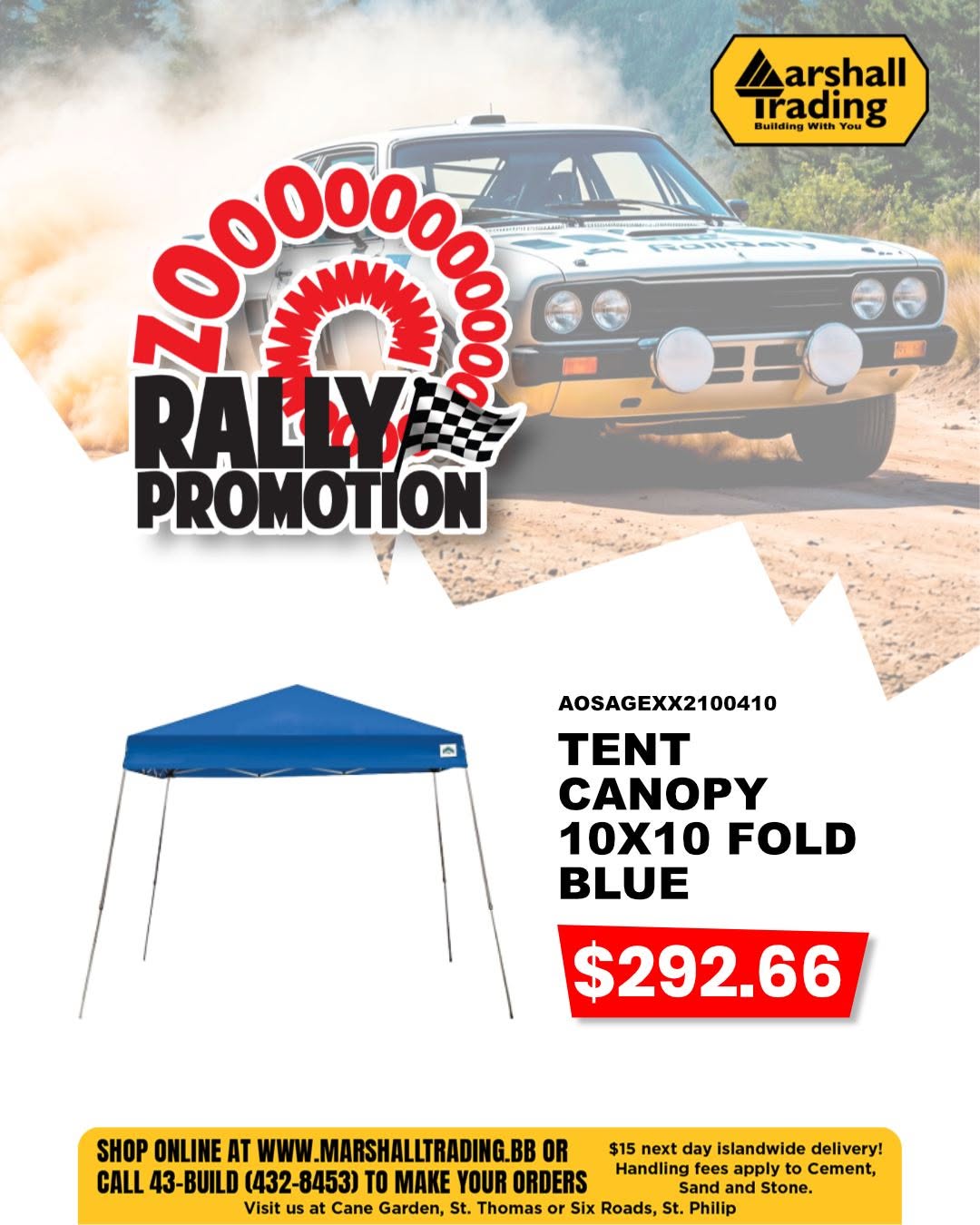 Zoom Rally Promotion – Deals on Tent Canopies & Outdoor Gear at Marshall Trading