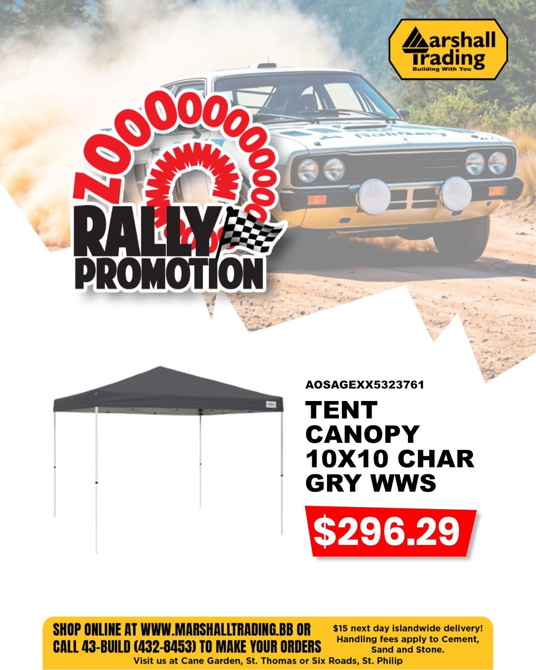 Zoom Rally Promotion – Deals on Tent Canopies & Outdoor Gear at Marshall Trading