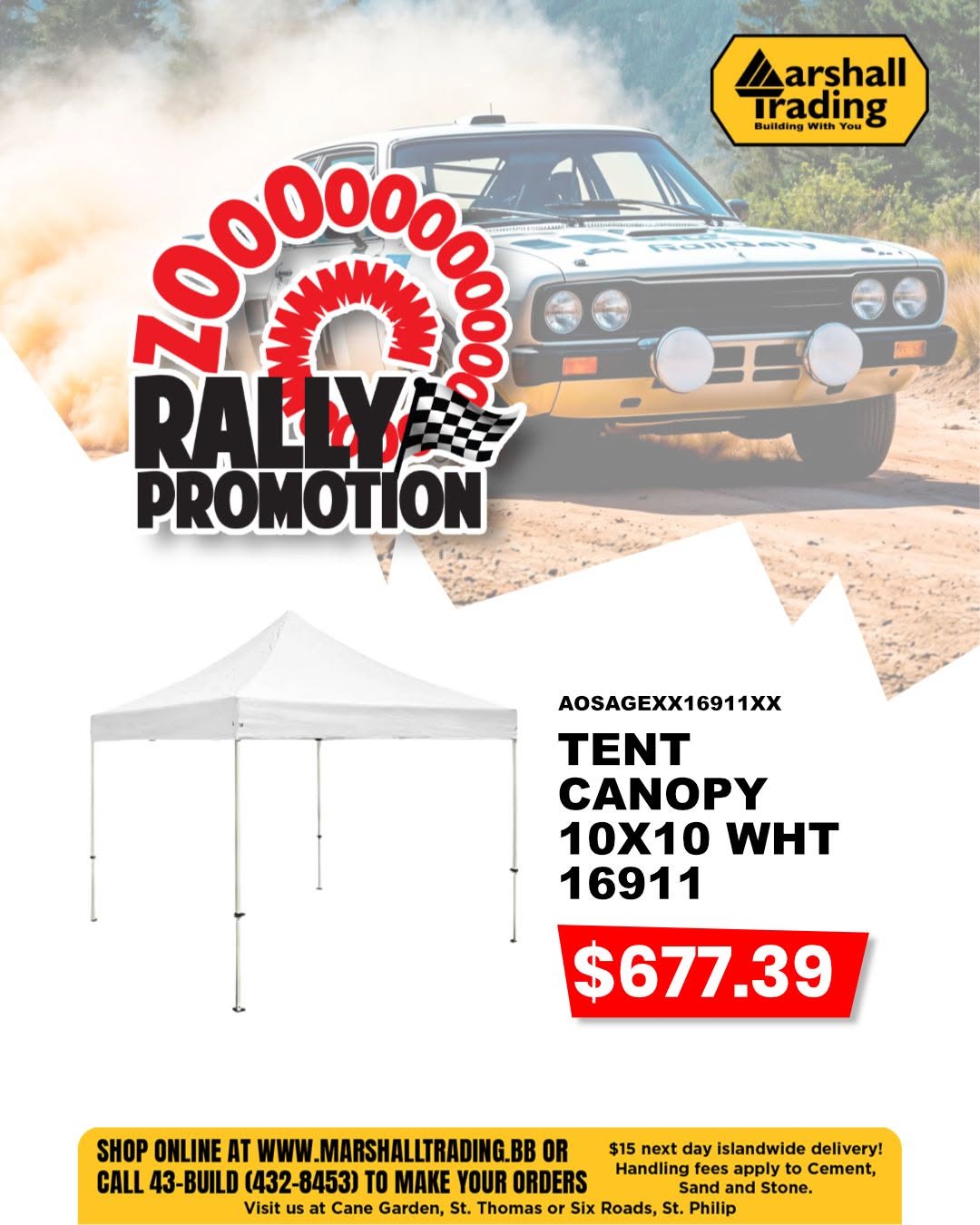 Zoom Rally Promotion – Deals on Tent Canopies & Outdoor Gear at Marshall Trading
