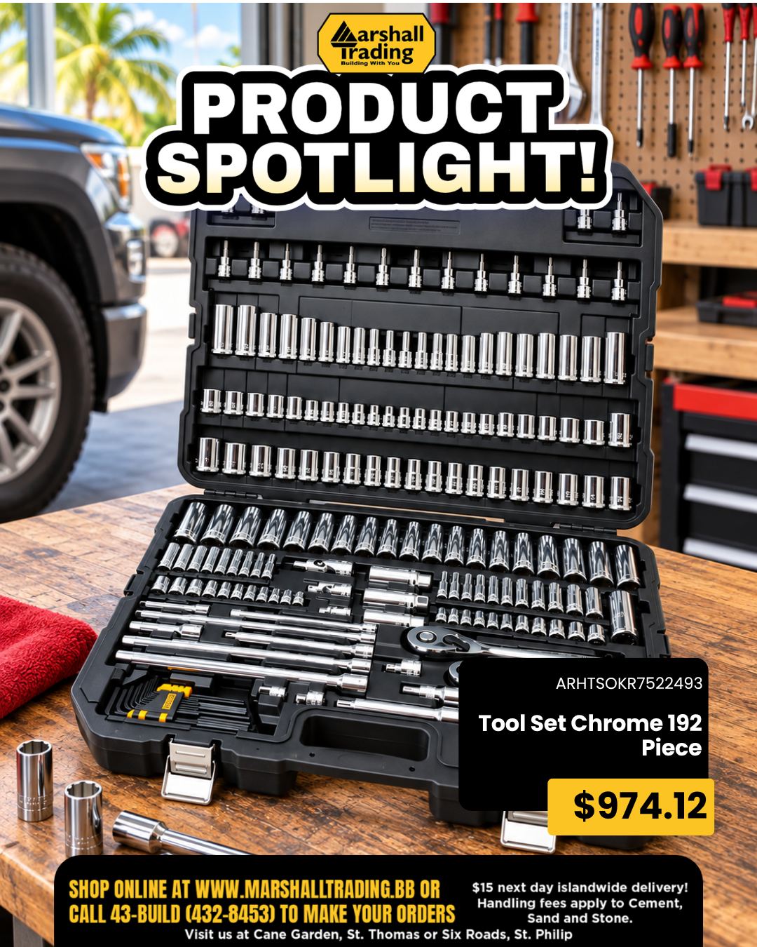 Tool Set Chrome 192 Piece – $974.12 at Marshall Trading