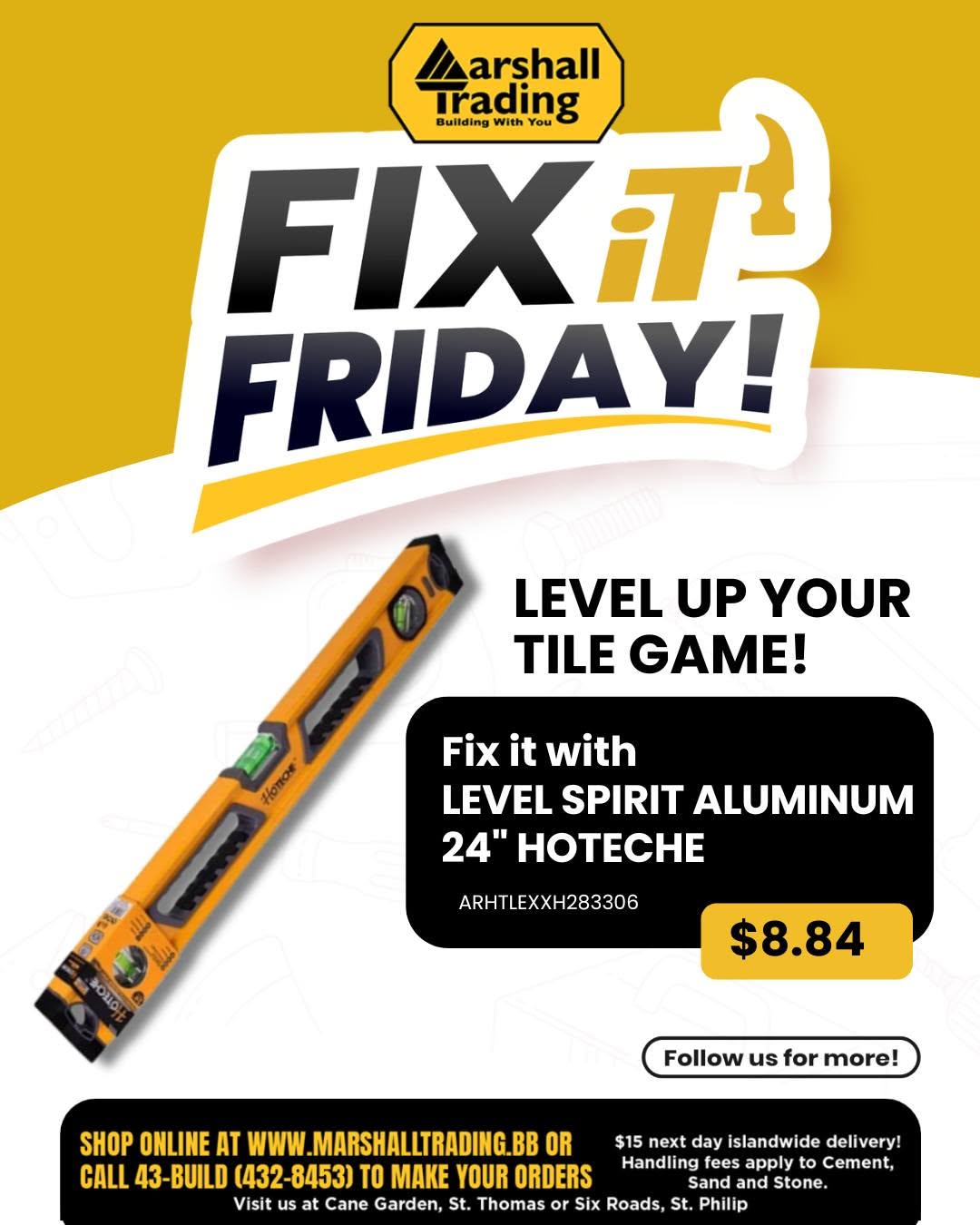 Fix It Friday: Hoteche Level Spirit Aluminum 24" for $8.84