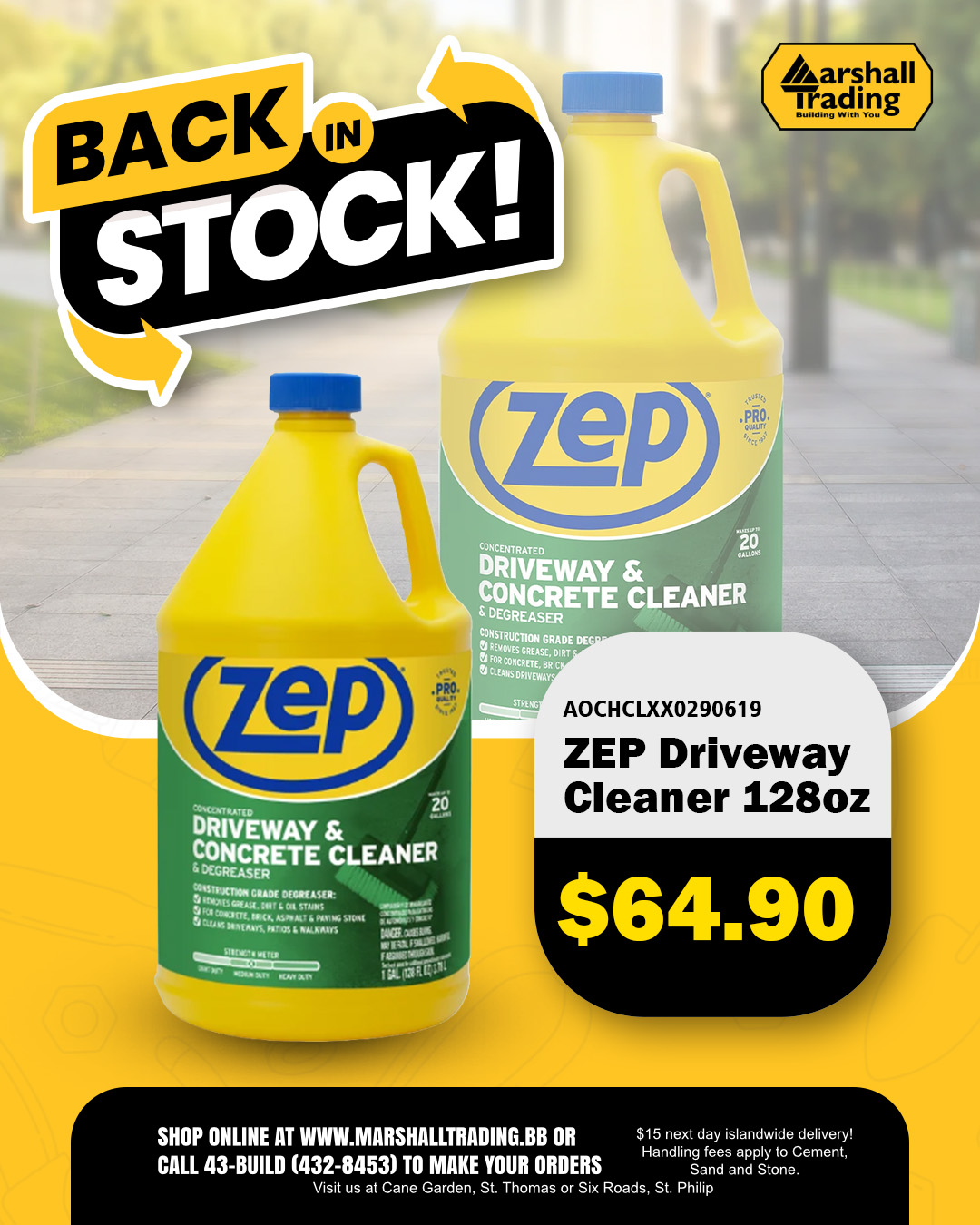 ZEP Driveway & Concrete Cleaner 128oz – Back in Stock at $64.90