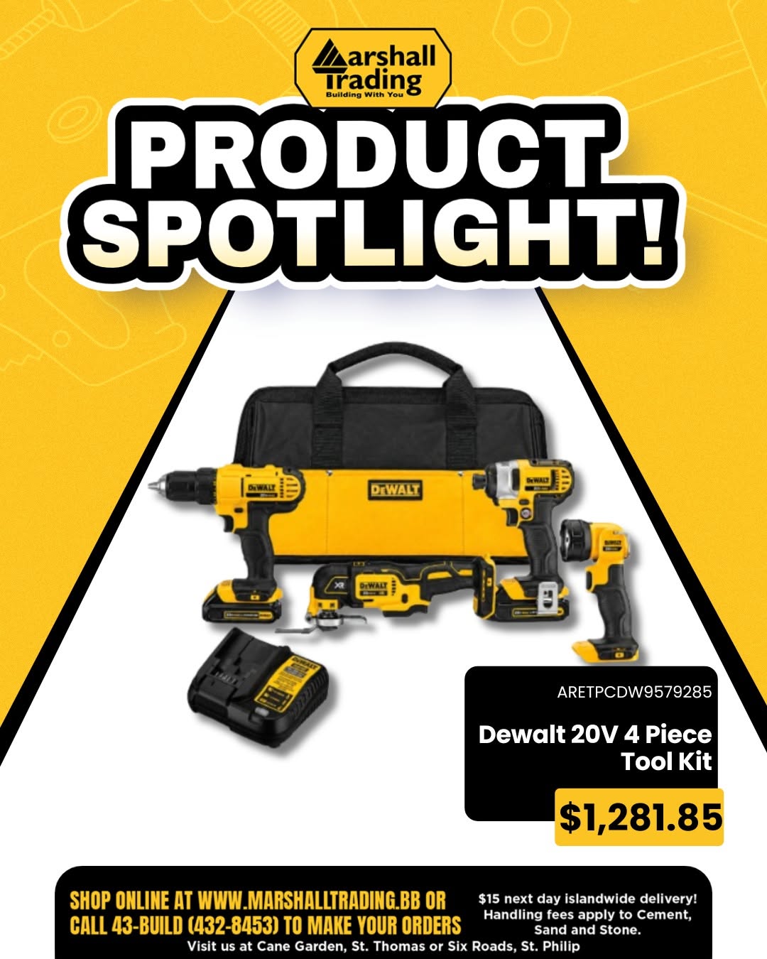 Dewalt 20V 4 Piece Tool Kit – $1,281.85 with Island-Wide Delivery