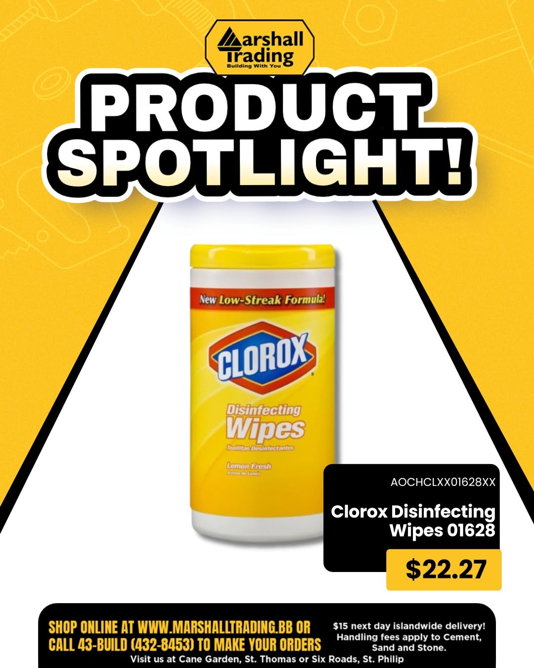 Clorox Disinfecting Wipes – $22.27 at Marshall Trading