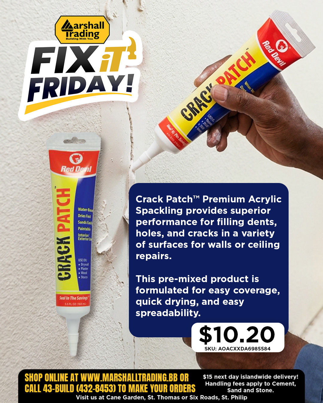 Fix It Friday: Red Devil Crack Patch Premium Acrylic Spackling – $10.20