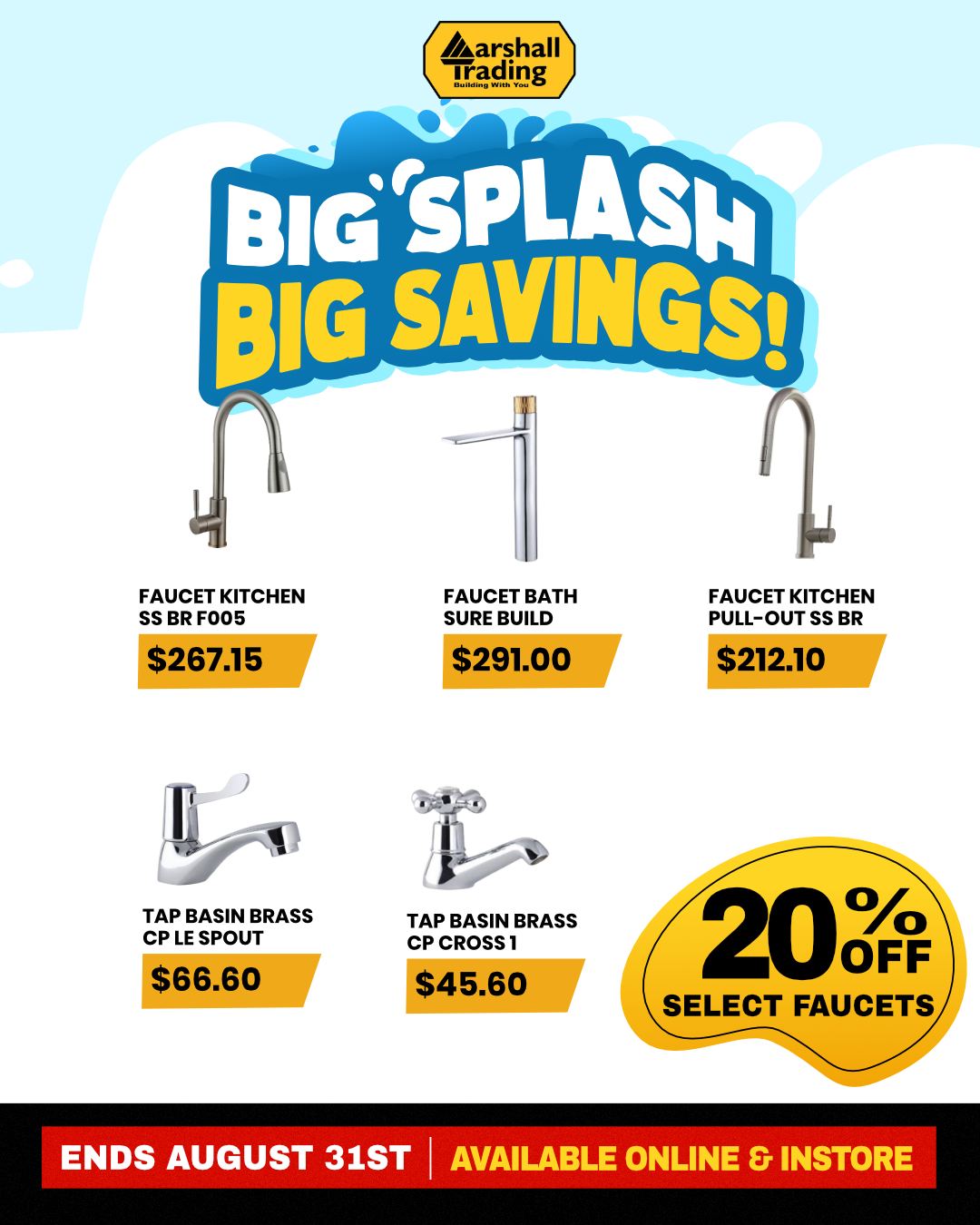 Marshall Trading Big Splash Kitchen & Bath Sale – Up to 20% Off Faucets & 15% Off Sinks