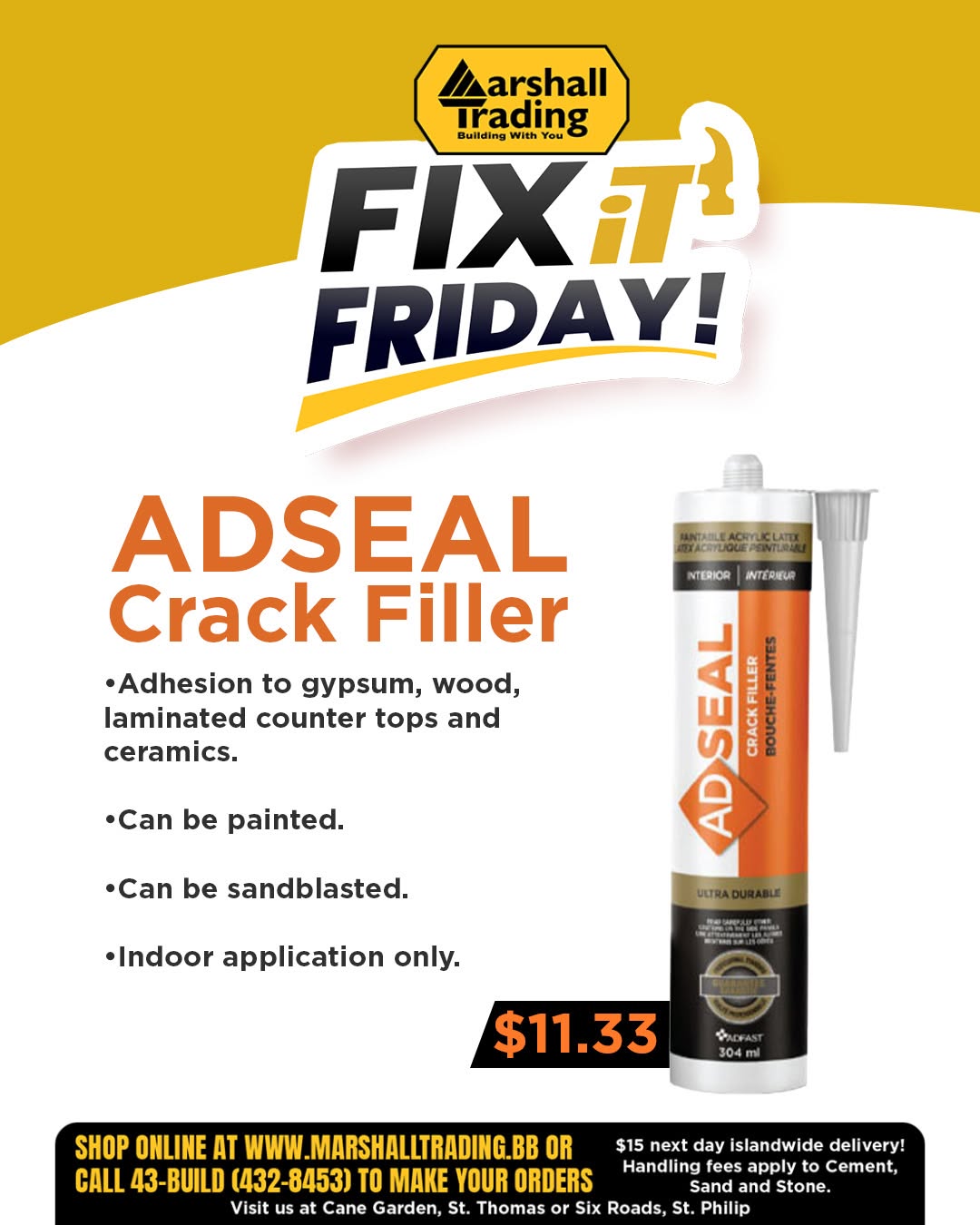 Fix It Friday – ADSEAL Crack Filler at $11.33