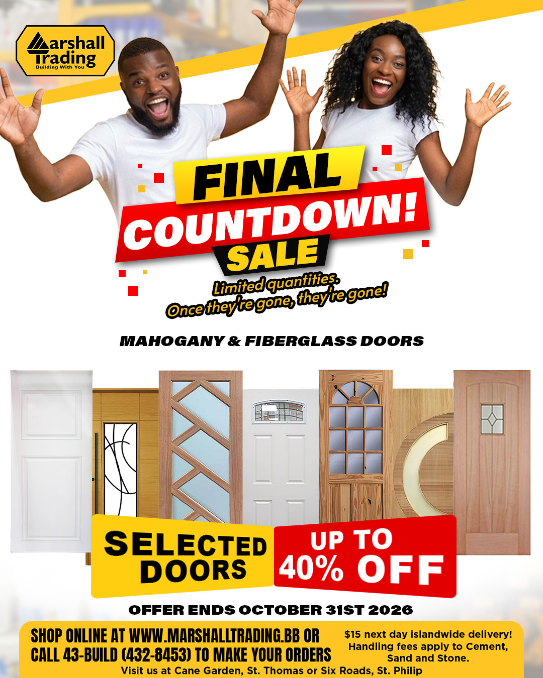 Final Countdown Sale: Up to 40% Off Selected Mahogany & Fiberglass Doors