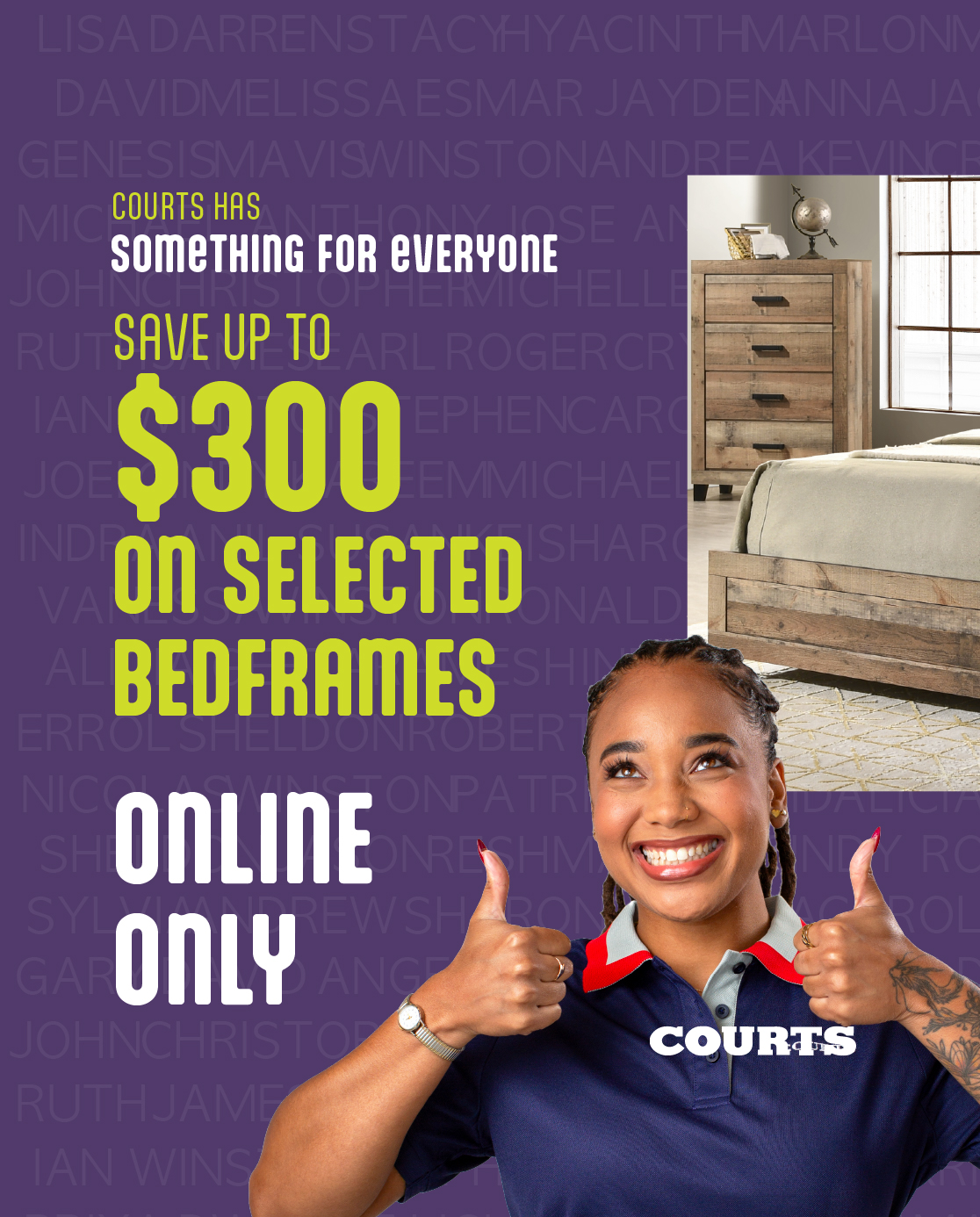 Courts Online Only: Save up to $300 on Selected Bedframes