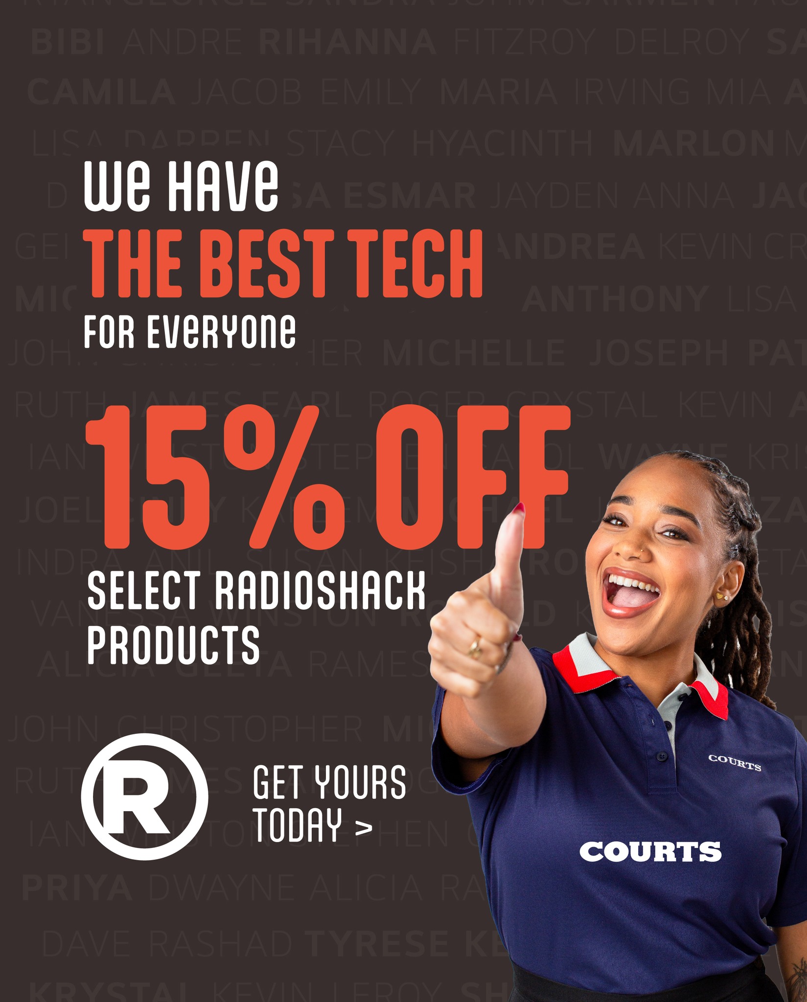 15% Off Select RadioShack Products at Courts