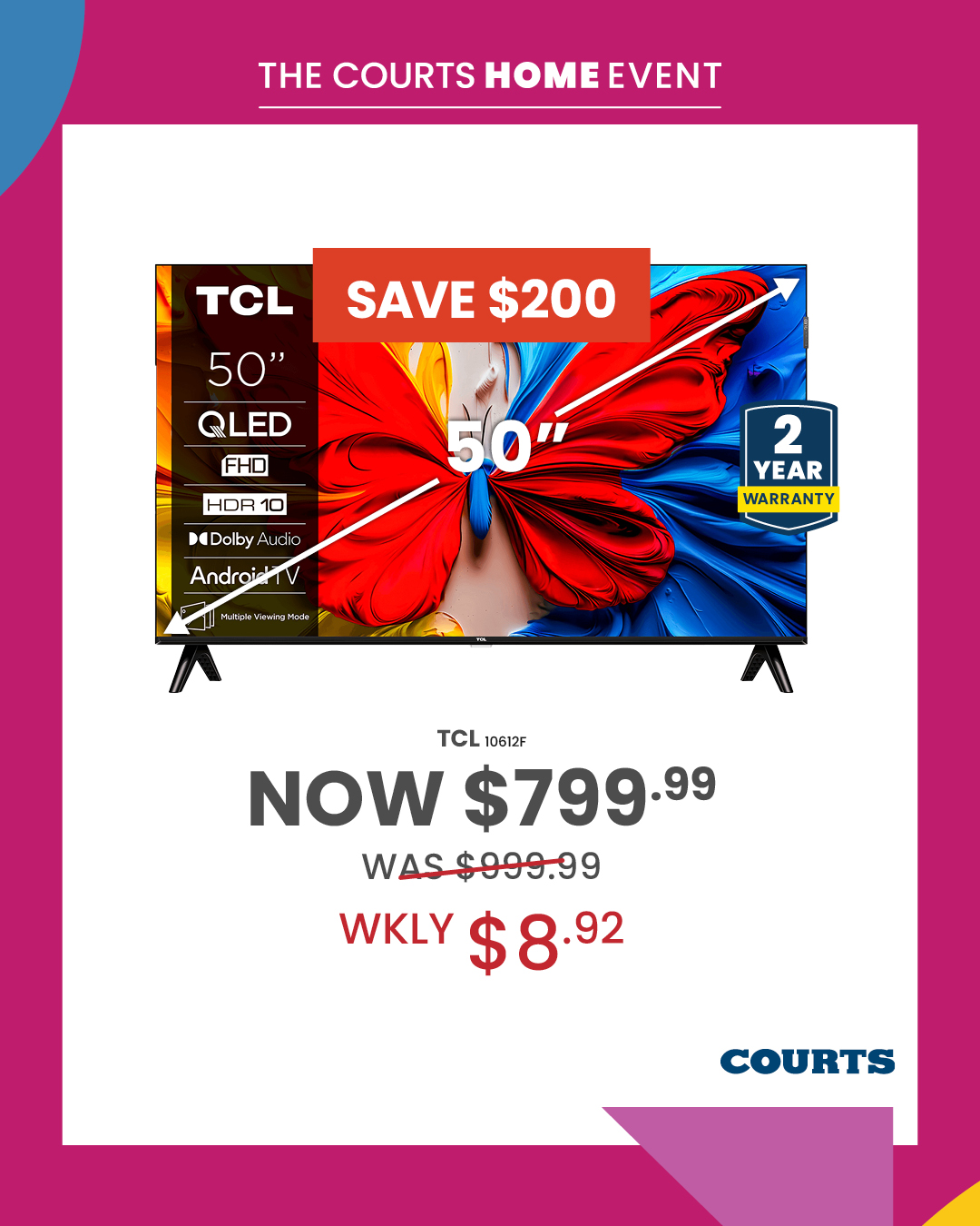 Courts Home Event – Save $200 on LG 43" Smart TV & More from $799.99