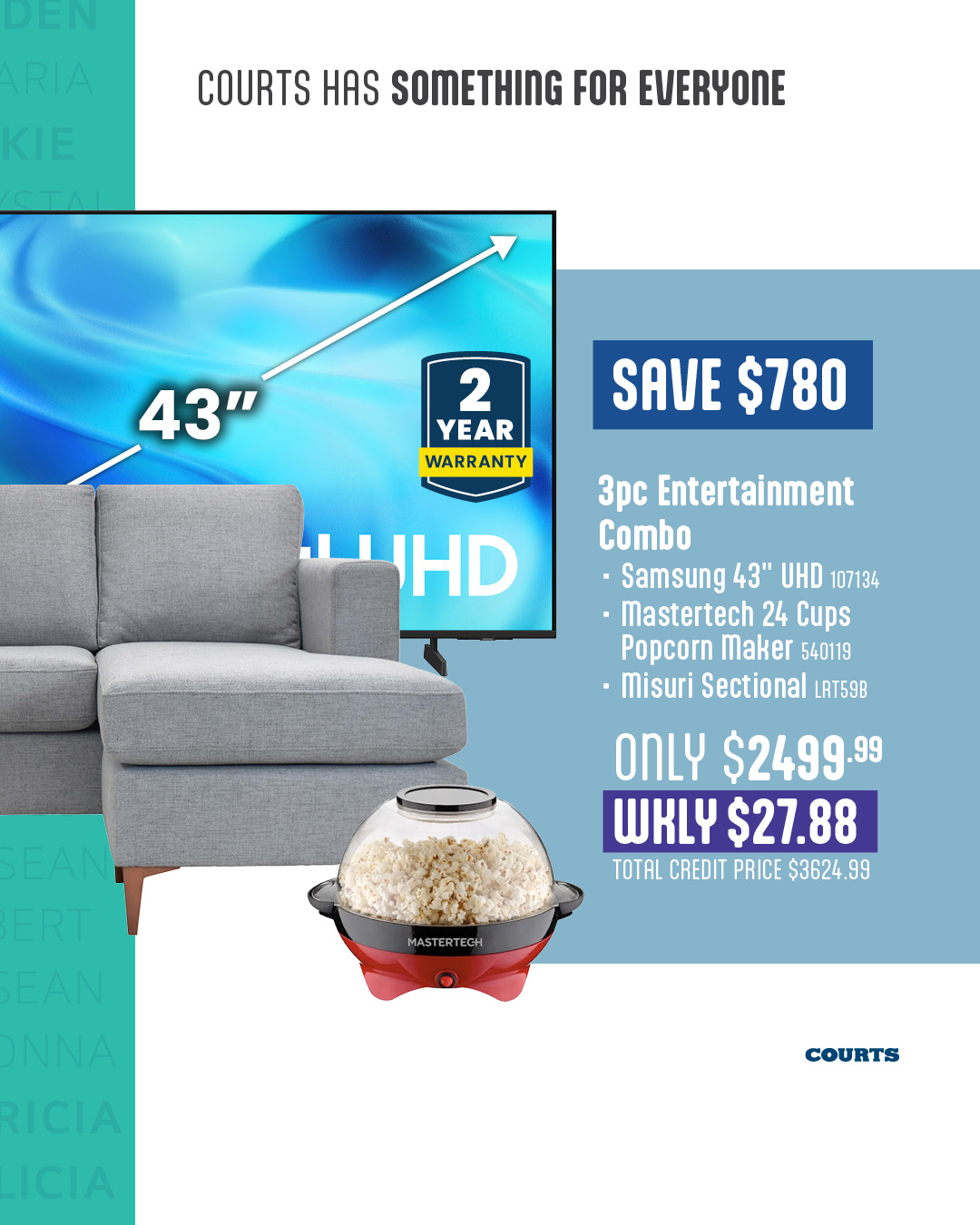 Courts: Free Wall Mount with any TV, 3pc Entertainment Combo & 15% Off LG Audio