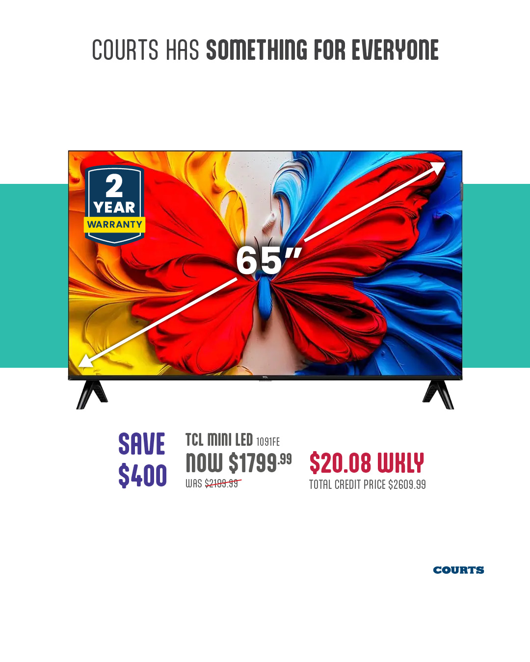 Courts: Free Wall Mount with any TV, 3pc Entertainment Combo & 15% Off LG Audio
