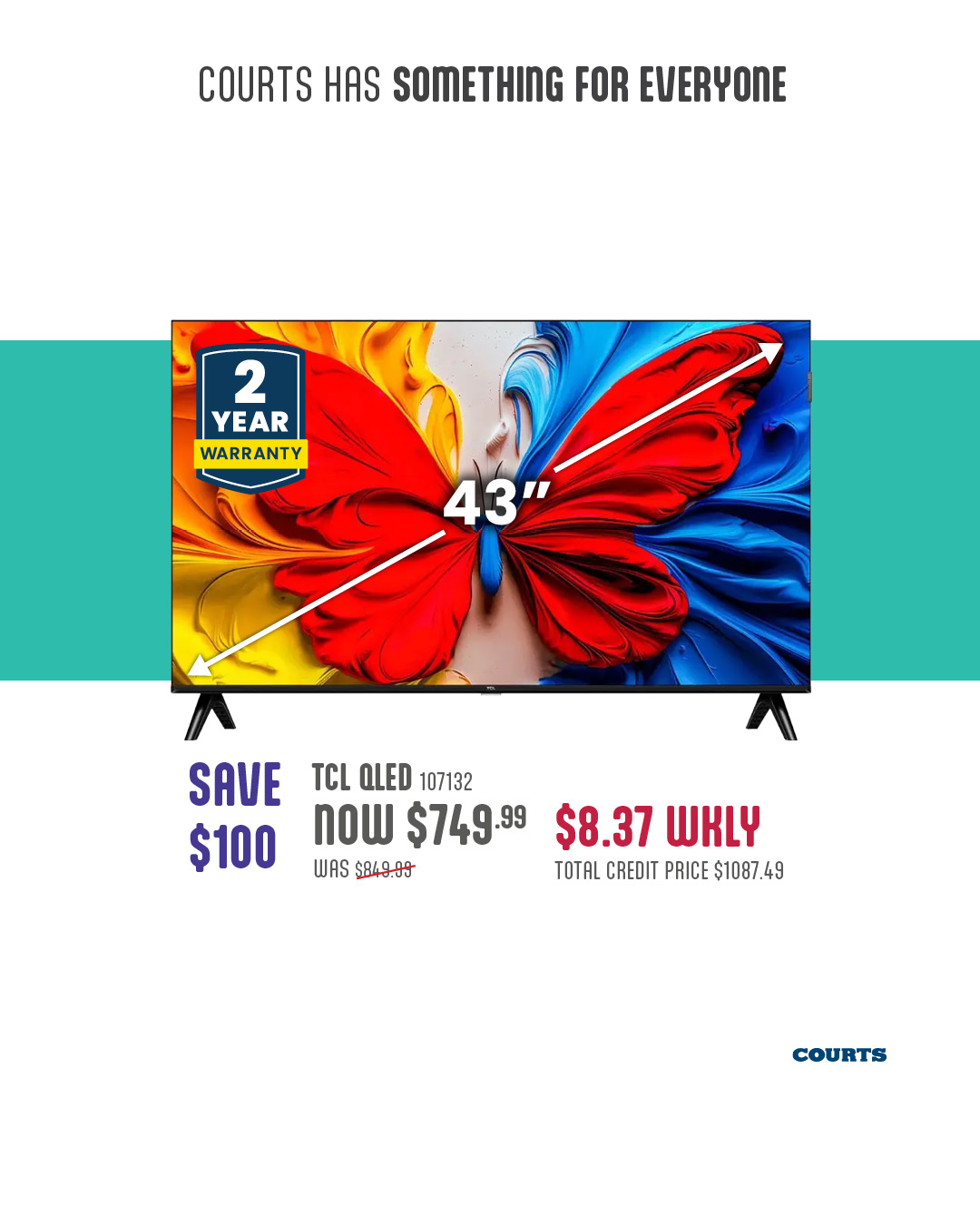 Courts: Free Wall Mount with any TV, 3pc Entertainment Combo & 15% Off LG Audio