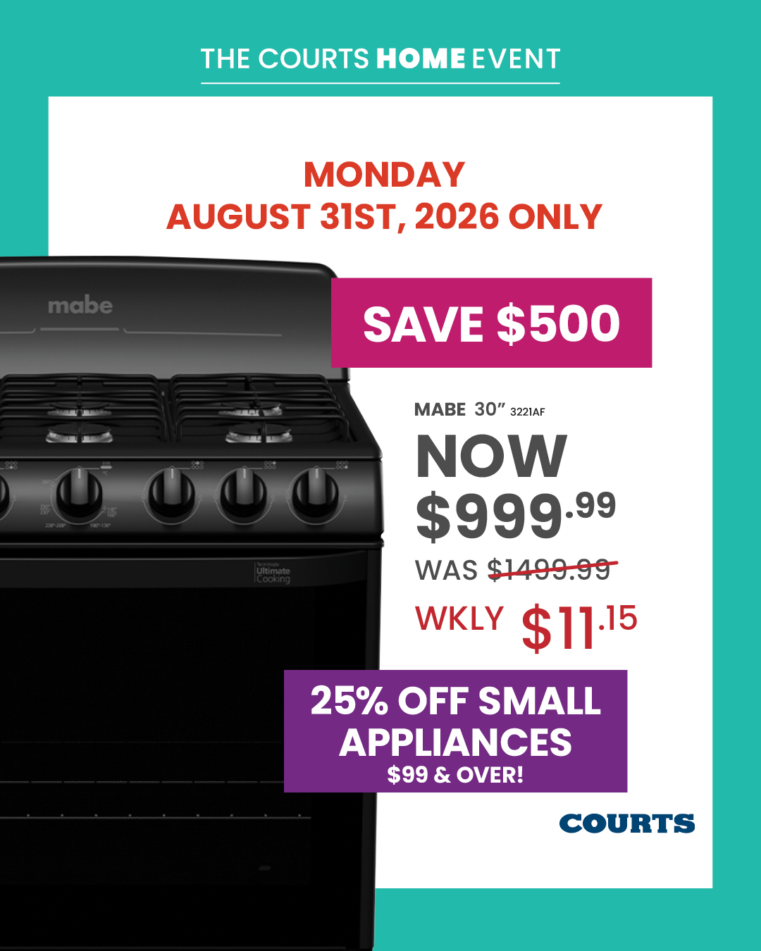Courts Home Event – Save Up to $500 on Kitchen Appliances