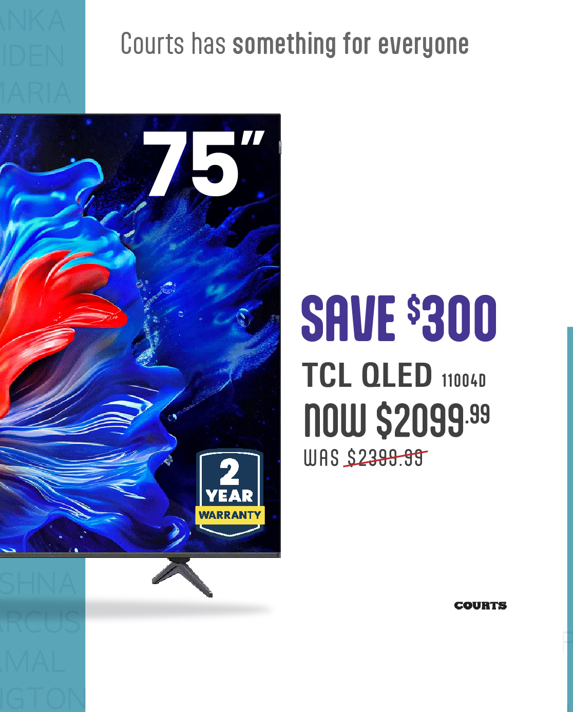 Save up to $300 on select TCL TVs - Online Only at Courts