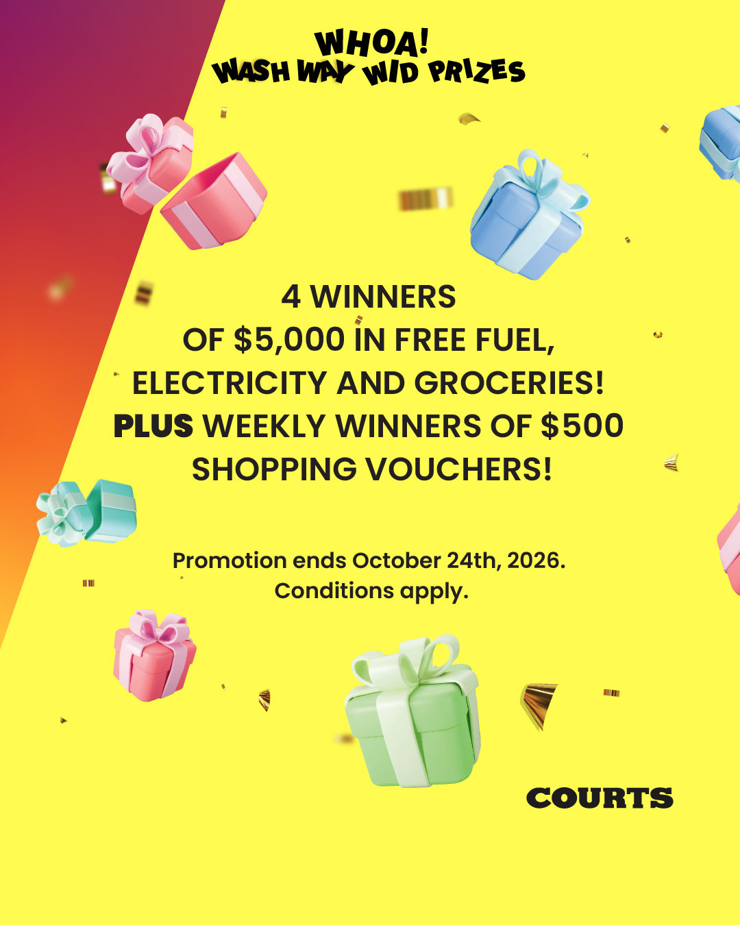 Courts 'Whoa! Wash Way Wid Prizes' – Win Over $20,000 in Free Living