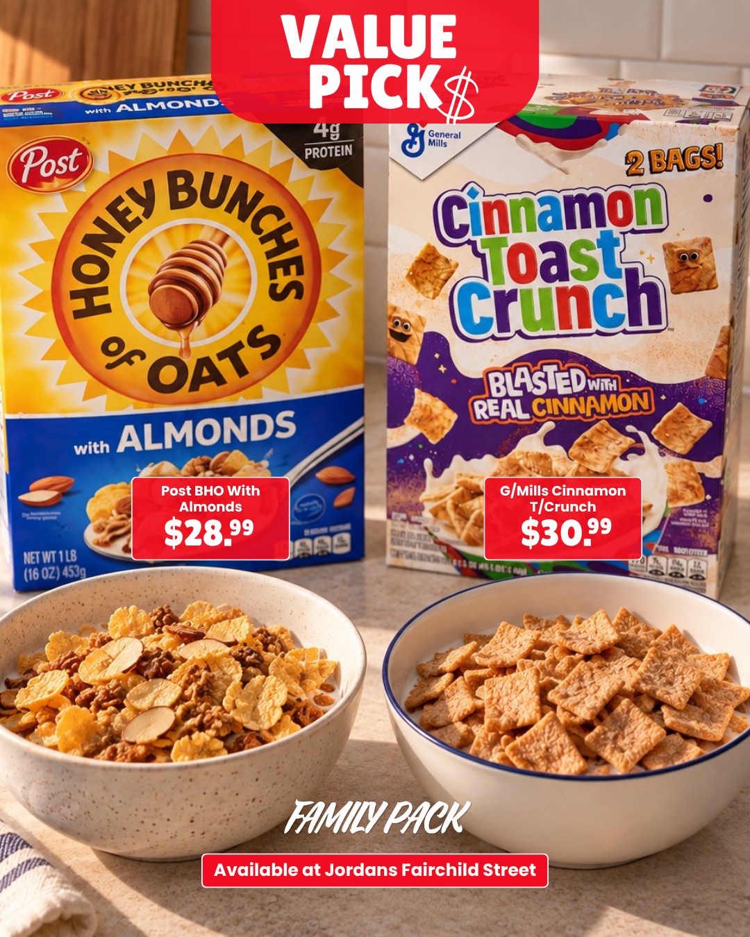 Value Picks: Honey Bunches of Oats & Cinnamon Toast Crunch Family Packs