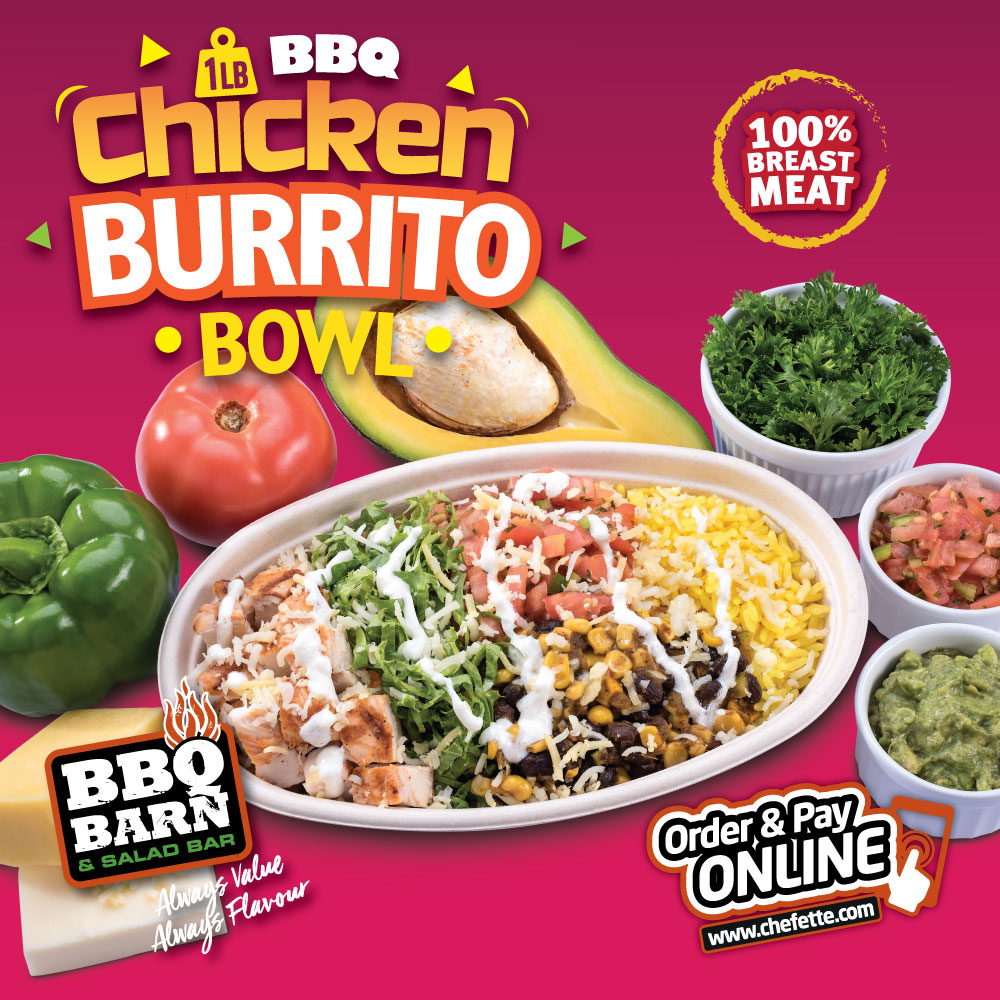 Chicken Burrito Bowl is Back – $26.95 at BBQ Barn