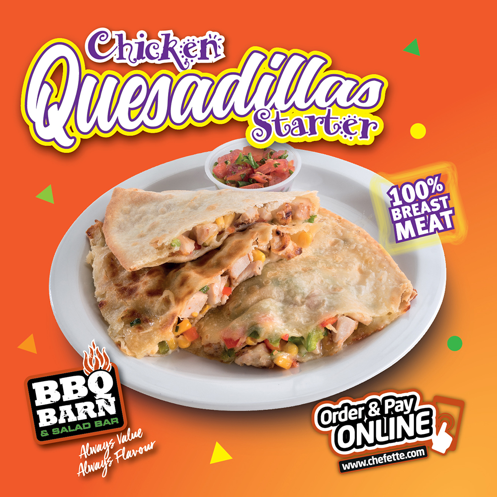 Chicken Quesadillas Return to BBQ Barn – From $18.95
