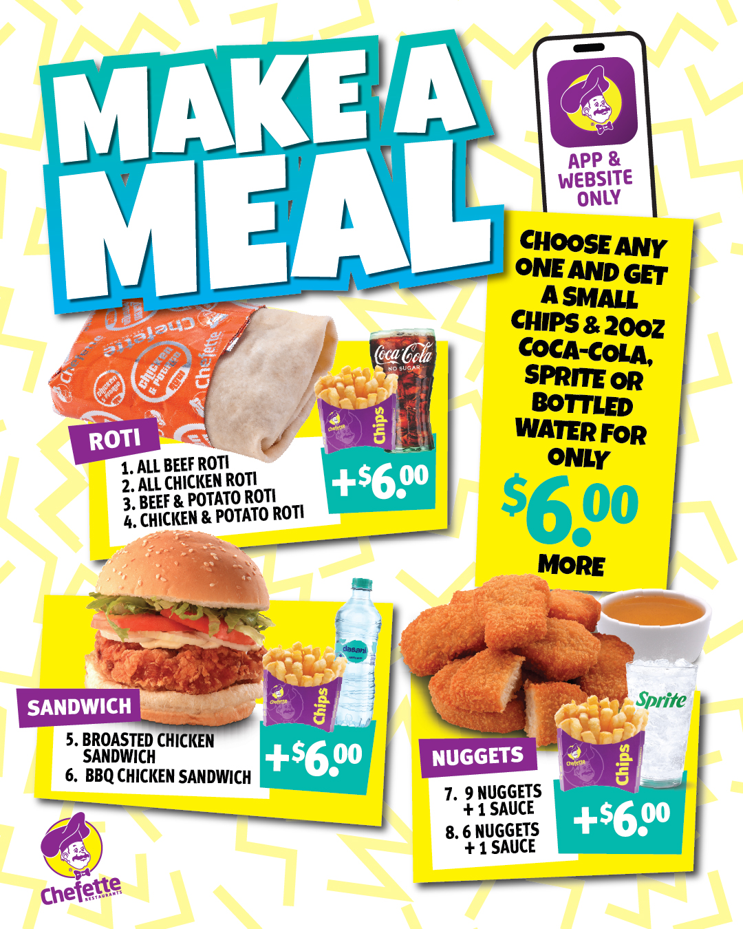 Chefette Make A Meal – Add Small Chips & 20oz Drink for $6 More