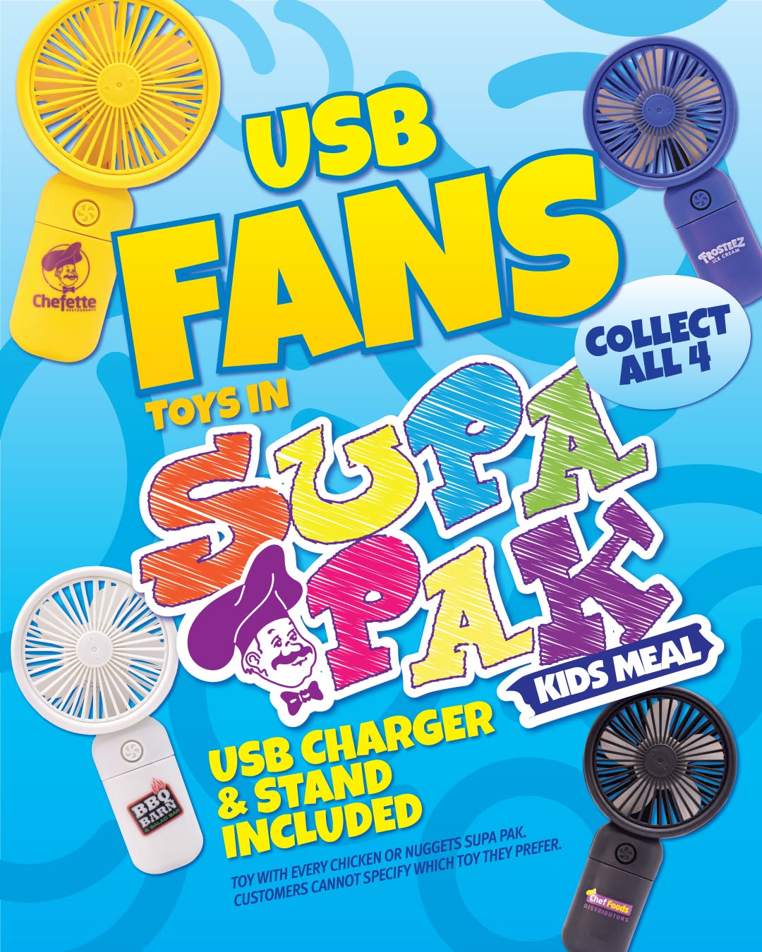 Free USB Fan with Every Chicken or Nuggets Supa Pak – Collect All 4!