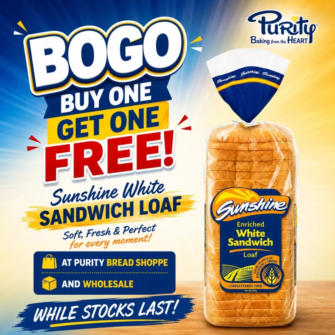 BOGO Free – Sunshine White Sandwich Loaf at Purity Bakeries