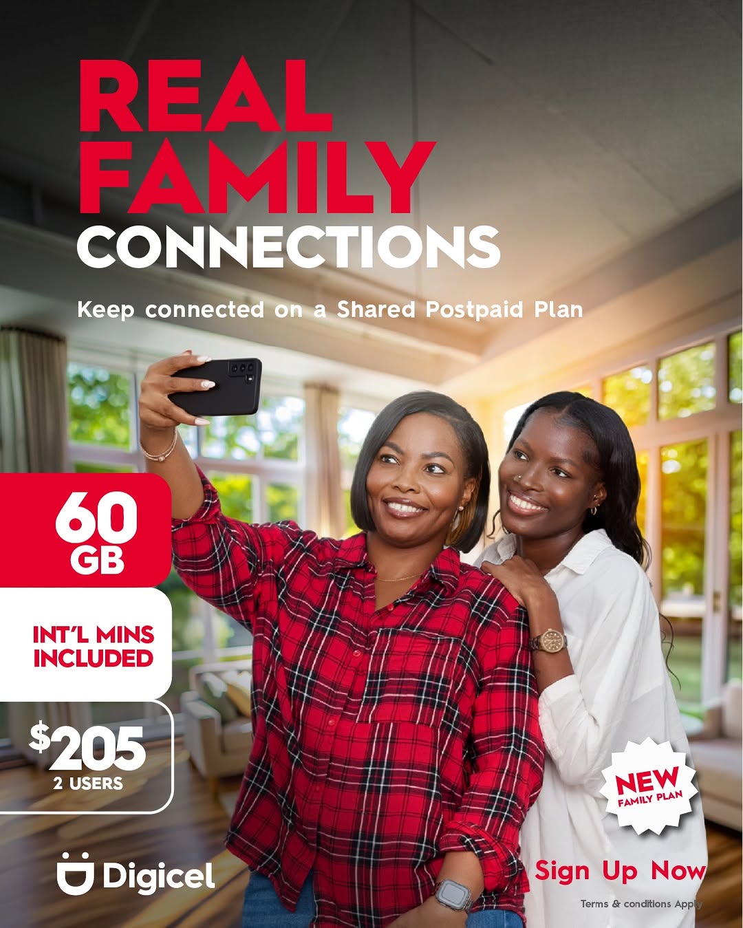 Digicel New Family Postpaid Plans – 2 Lines 60GB for $205/mo or 3 Lines 80GB for $250/mo