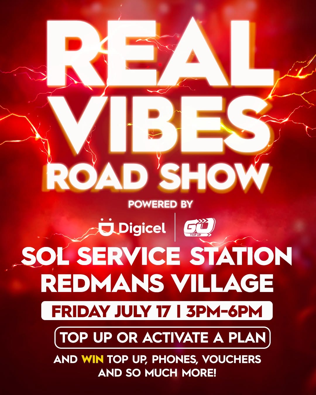 Real Vibes Road Show – Top Up or Activate a Plan & Win at SOL Redmans Village