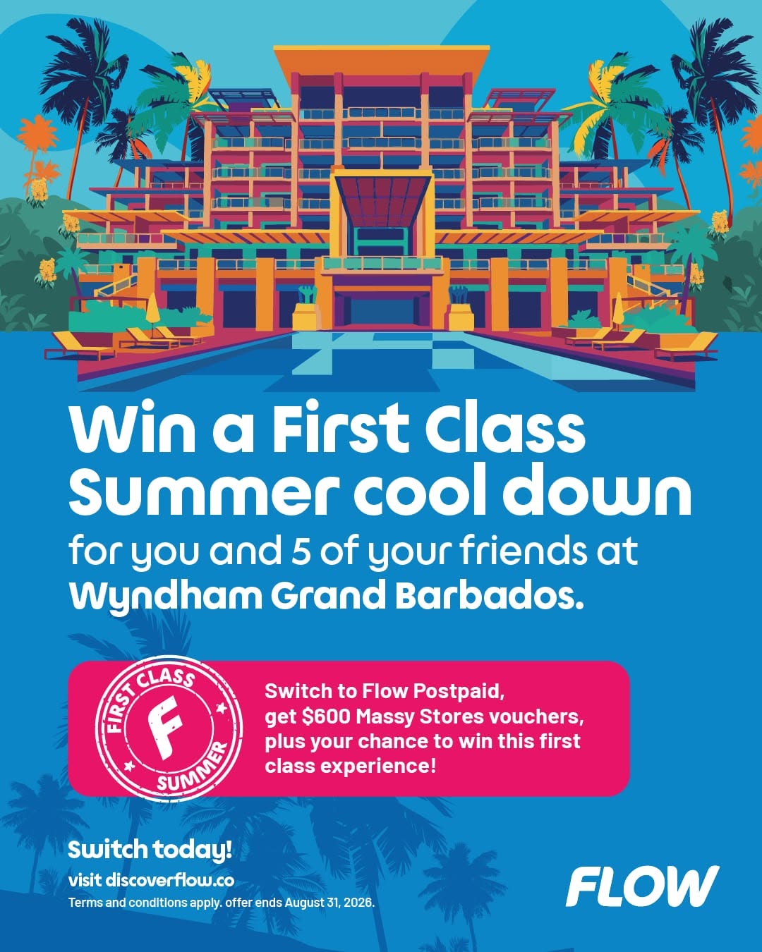 Flow Postpaid Switch Offer: Win a Stay at Wyndham Grand Barbados + $600 Massy Stores Vouchers