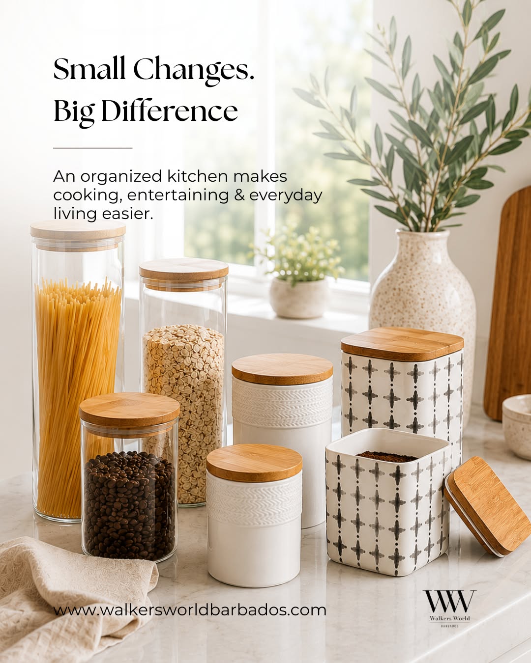 Kitchen Storage Collection – Glass Jars & Canisters with Bamboo Lids from $19.95