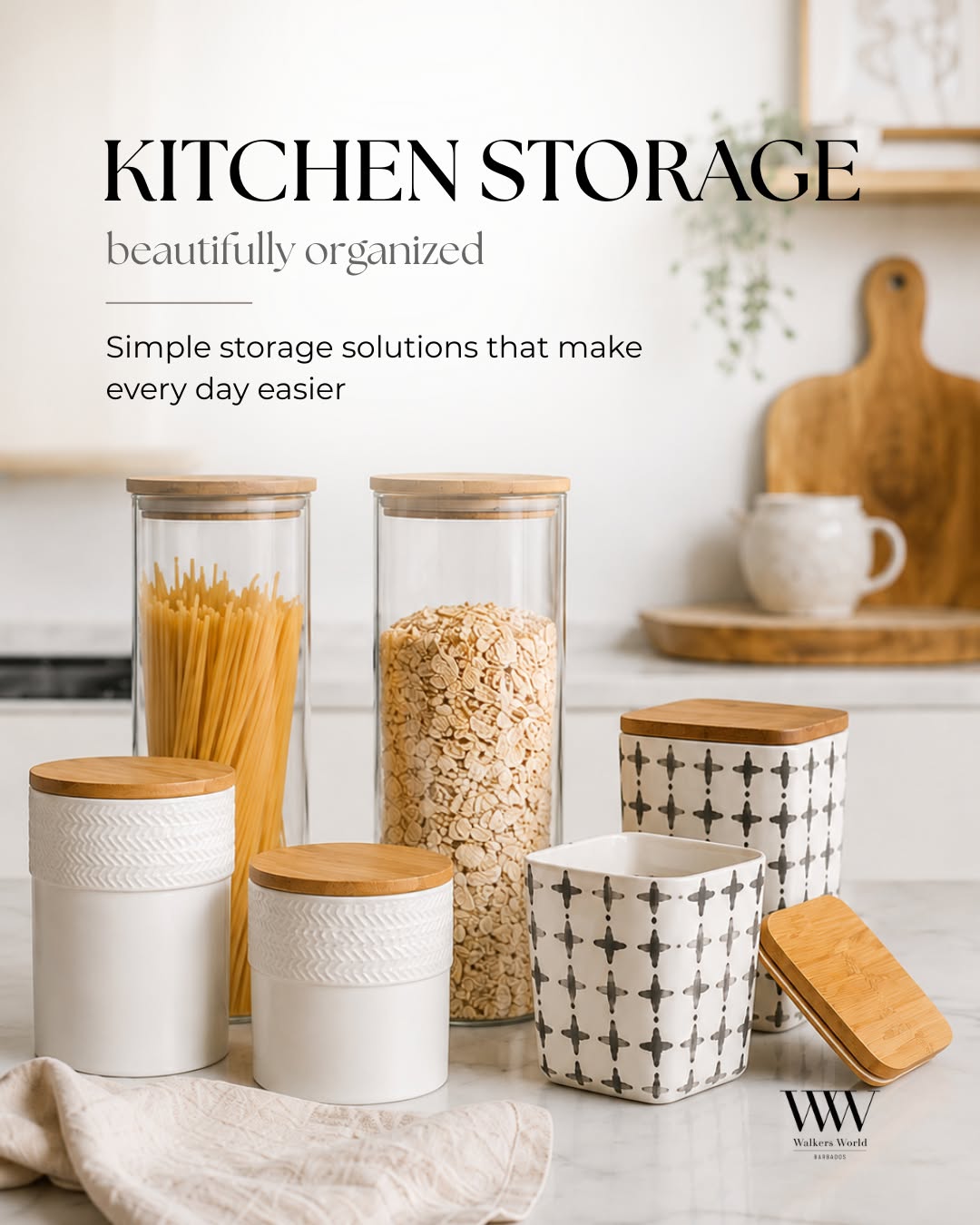Kitchen Storage Collection – Glass Jars & Canisters with Bamboo Lids from $19.95