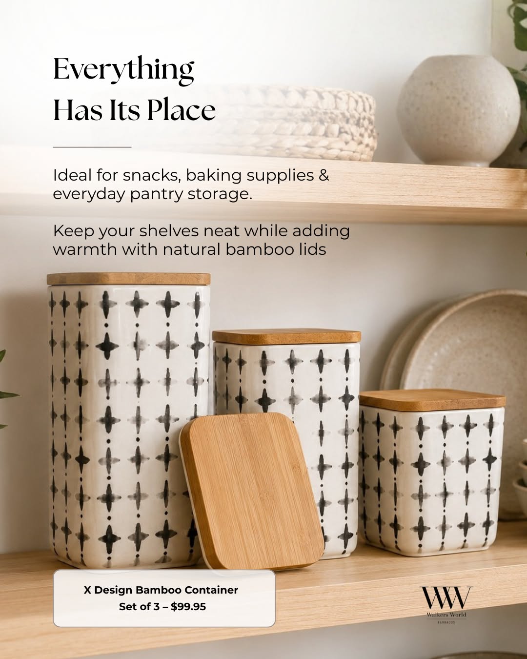 Kitchen Storage Collection – Glass Jars & Canisters with Bamboo Lids from $19.95