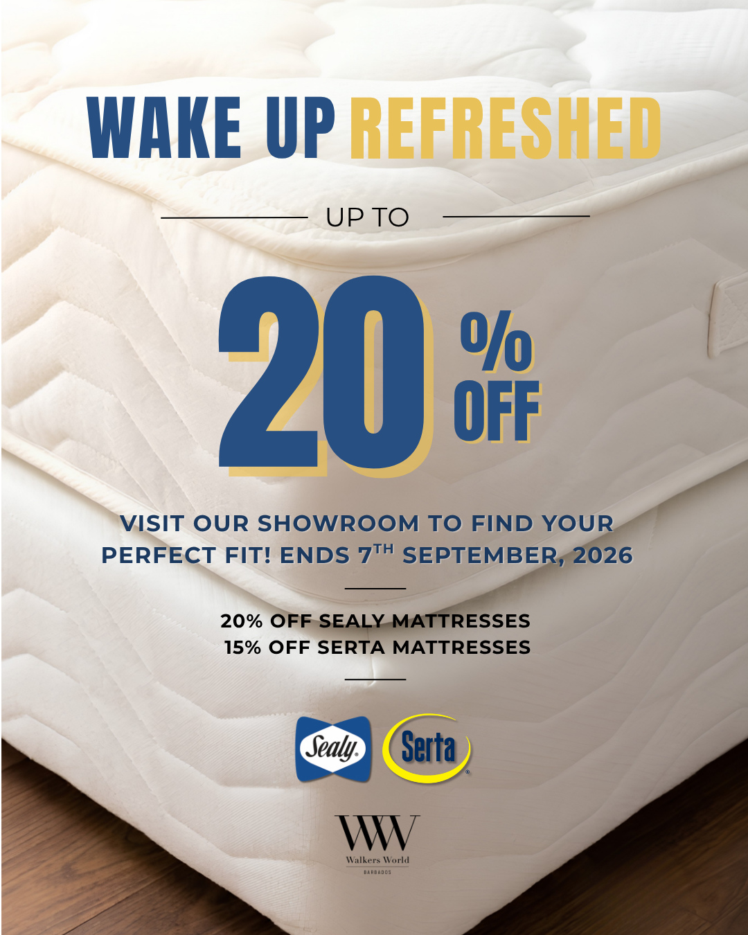 Wake Up Refreshed – Up to 20% Off Sealy & Serta Mattresses at Walkers World