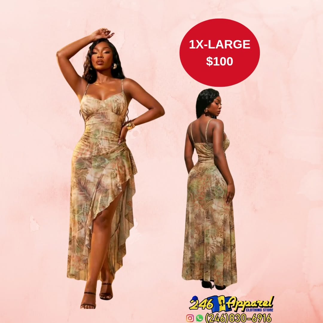 Tropical Print Dress – 1X-Large at $100