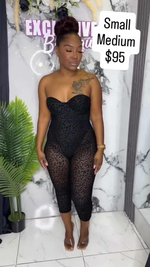 Black Leopard Jumpsuit – Small & Medium Available at $95