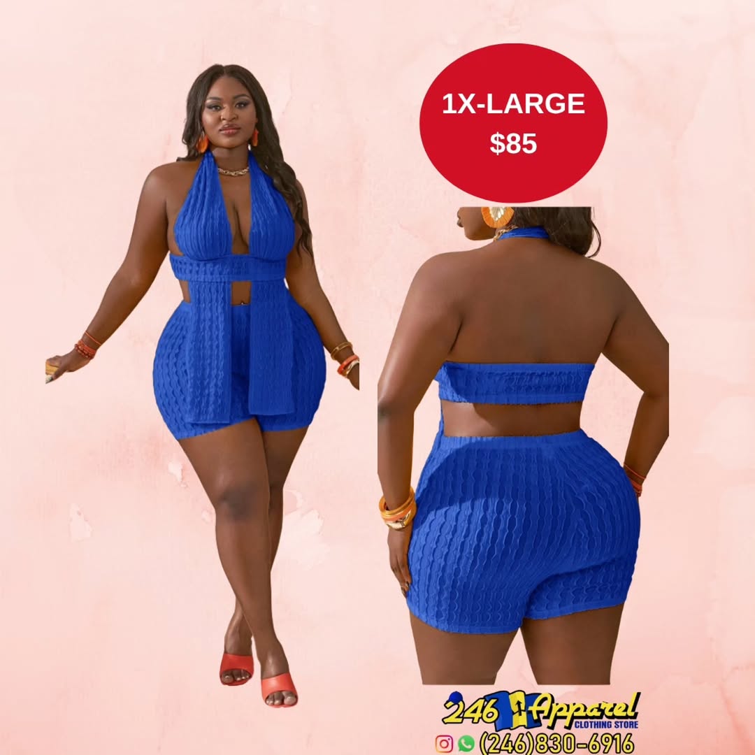 Blue Halter Two-Piece Set – 1X-Large at $85