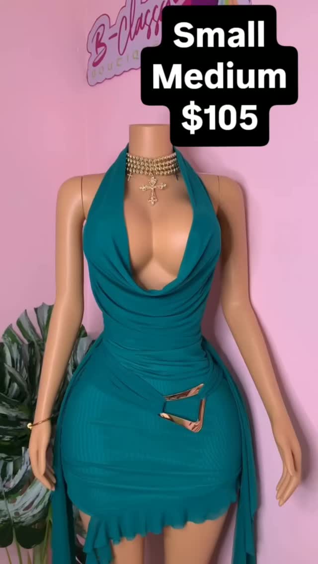 Teal Halter Mini Dress – Small & Medium Available at $105