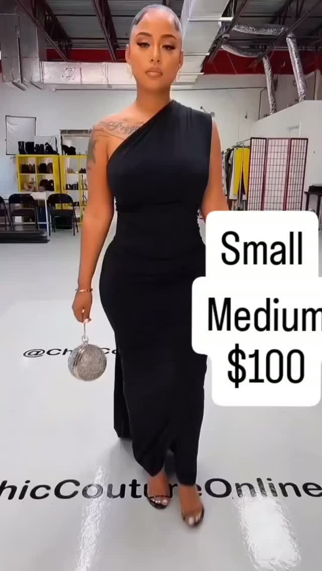 Black One-Shoulder Maxi Dress – Small & Medium $100